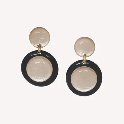 Bijoux - Boucles d'oreilles poussoir grand modèle 2 ronds - Saint Honore - NATURE BIJOUX