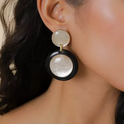 Bijoux - Boucles d'oreilles poussoir grand modèle 2 ronds - Saint Honore - NATURE BIJOUX