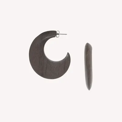 Bijoux - Boucles d'oreilles créoles ébène gris - Skala - NATURE BIJOUX