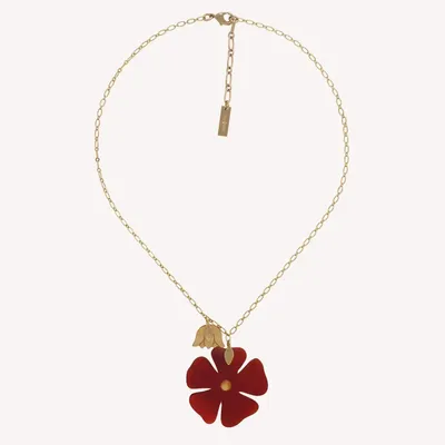 Jewelry - Red flower pendant necklace - Son Jardin - NATURE BIJOUX