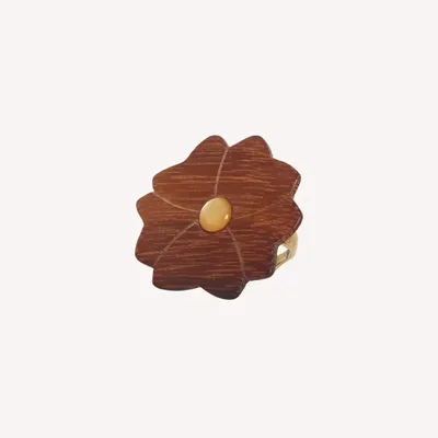 Jewelry - Adjustable wood & MOP flower ring - Son Jardin - NATURE BIJOUX