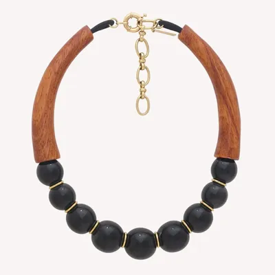Jewelry - Bayong wood & black horn short necklace - Cannelle - NATURE BIJOUX