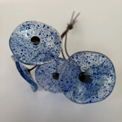 Floral decoration - Glass Flower For Outside In Transparent-D.Blu-L.Blue, flexi - CARNEOL GLASS