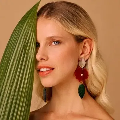 Bijoux - Boucles d'oreilles poussoir 3 éléments grand modèle - Son Jardin - NATURE BIJOUX