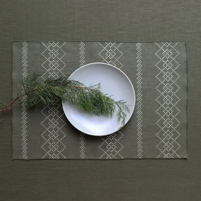 Table linen - Linen Placemat | LOSANGA Forest green - GIARDINO SEGRETO