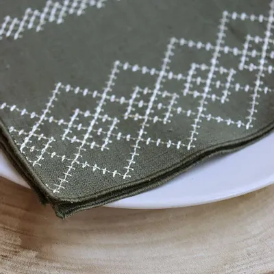 Table linen - Linen Table Runner | LOSANGA Forest green - GIARDINO SEGRETO