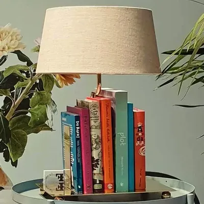 Table lamps - The BookLovers' Light with circular shade & book holder - FRIBE FORM®