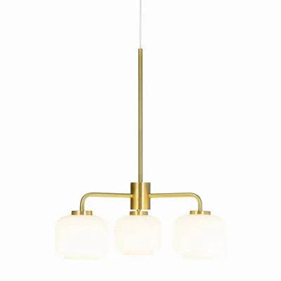 Ceiling lights - Arp opal/ brass 3 arm chandelier - DYBERG LARSEN