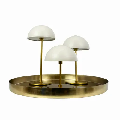 Lampes de table - Mini-lampe de table LED ALONG beige/laiton, 3 pièces, boîte/plateau - DYBERG LARSEN