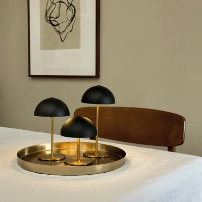Table lamps - ALONG LED Mini Table Lamp black/brass 3 pcs with tray - DYBERG LARSEN