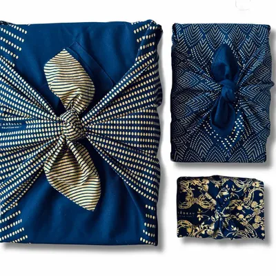 Gifts - Reusable Gift Wrap  3pcs-in-1 Family Pack Recycled Cotton 7 options - CARÉDEAU PAPIER CADEAU RÉUTILISABLE