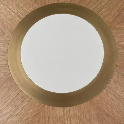 Dining Tables - Lune Table in Gold Limed Oak, Brass and Leather - DUISTT