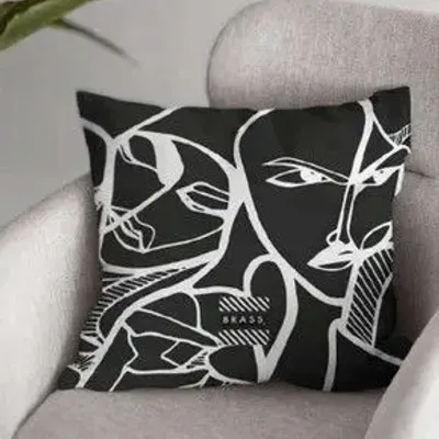 Fabric cushions - Black Elongi Decorative Pillow 60 x 60 - Design by BRASS - ARTDECORIS