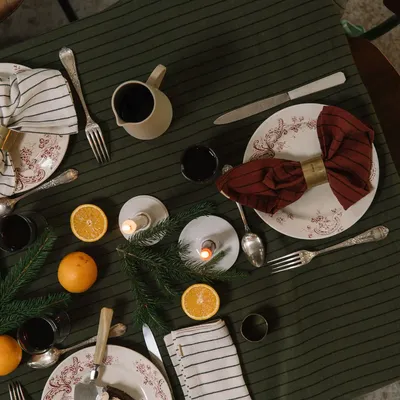 Table cloths - Striped slub cotton tablecloth and matching napkins - LES PENSIONNAIRES