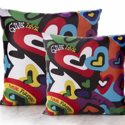 Fabric cushions - Hearts decorative pillow 60 x 60 - Design by Juan de Lascurain - ARTDECORIS