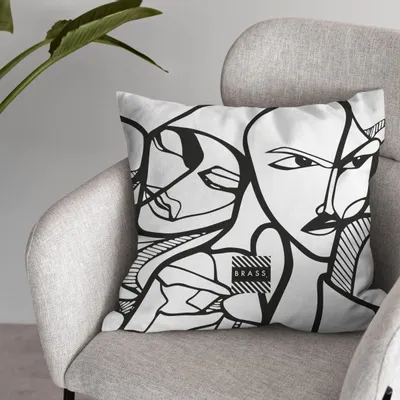 Fabric cushions - White Elongi Decorative Pillow 45 x 45 - Design by BRASS - ARTDECORIS