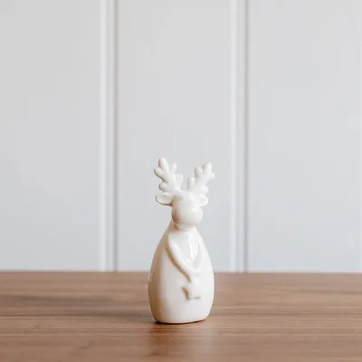 Other Christmas decorations - Small White Ceramic Reindeer - WE LOVE SEASONS