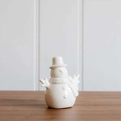 Christmas table settings - Small Ceramic White Snowman - WE LOVE SEASONS