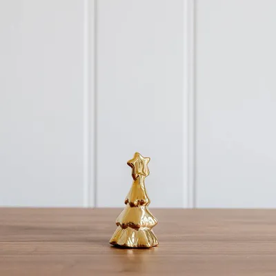 Christmas table settings - Ceramic Gold Christmas Tree with Star - WE LOVE SEASONS