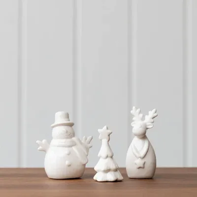 Décorations pour tables de Noël - Sapin de Noël blanc en céramique avec étoile - WE LOVE SEASONS