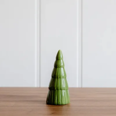 Décorations pour tables de Noël - Sapin de Noël vert cannelé (9 cm) - WE LOVE SEASONS