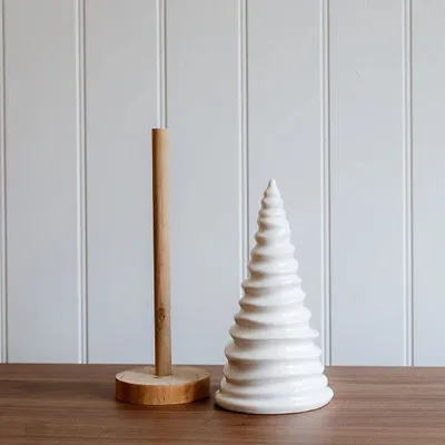 Décorations pour tables de Noël - Grand sapin de Noël blanc en céramique - WE LOVE SEASONS