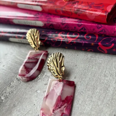 Bijoux - Boucles d’oreilles coquillage framboise JANELLE - LES TRÉSORS DE CIA