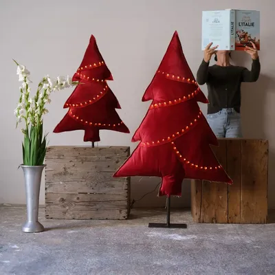 Éclairage nomade - Sapins lumineux rouges - ROSE VELOURS