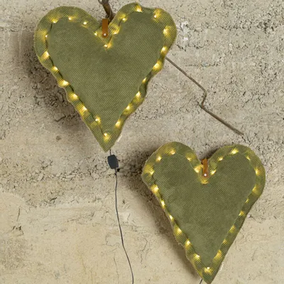 Other Christmas decorations - The luminous green hearts - ROSE VELOURS