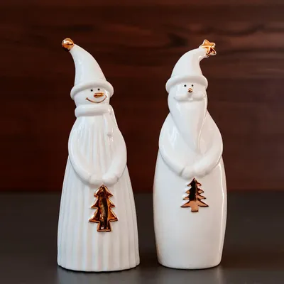 Christmas table settings - Ceramic White and Gold Santa - WE LOVE SEASONS