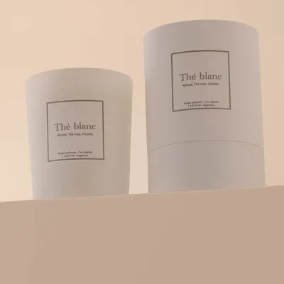 Candles - White tea scented candle white glass - 6,40oz 100% vegetable wax - TANDEM FRAGRANCES