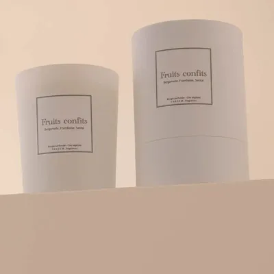 Bougies - Bougie Fruits confits verre blanc 180g - Cire 100% végétale - TANDEM FRAGRANCES