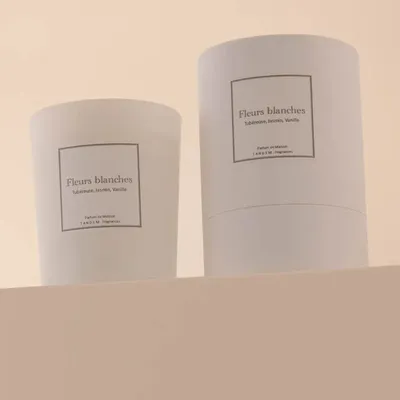 Candles - White flowers scented candle white glass - 6,40oz 100% vegetable wax - TANDEM FRAGRANCES