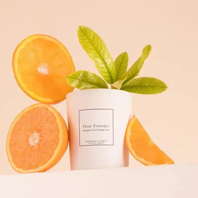 Candles - Orange blossom scented candle white glass - 6,40oz 100% vegetable wax - TANDEM FRAGRANCES