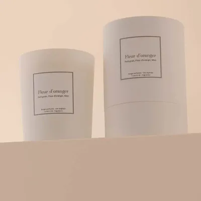 Bougies - Bougie Fleur d'Oranger verre blanc 180g - Cire 100% végétale - TANDEM FRAGRANCES