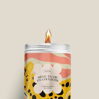 Bougies - Bougie - Rêve ta vie en couleurs - senteur fleur de coton - DIAIWAIE