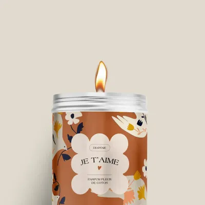Bougies - Bougie - Je t'aime - senteur fleur de coton - DIAIWAIE