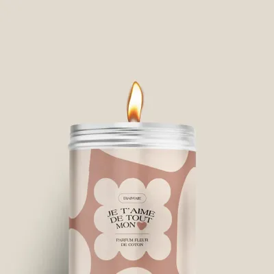 Bougies - Bougie - Je t'aime de tout mon coeur - senteur fleur de coton - DIAIWAIE