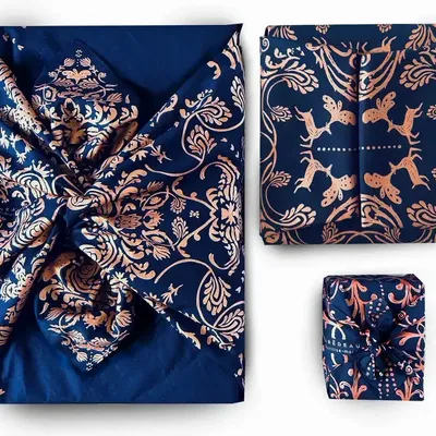 Cadeaux - Pack Famille Furoshiki – Mystérieux Bleu Nuit - CARÉDEAU PAPIER CADEAU RÉUTILISABLE