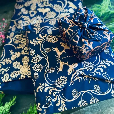 Cadeaux - Pack Famille Furoshiki – Mystérieux Bleu Nuit - CARÉDEAU PAPIER CADEAU RÉUTILISABLE