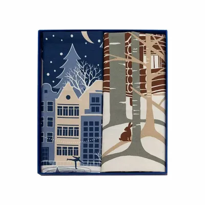 Torchons textile - Coffret Cadeau Torchons Tableau hivernal - BEAUVILLÉ