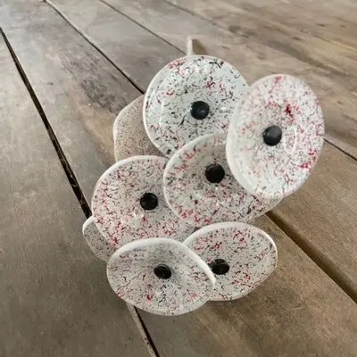 Floral decoration - Round small glass flower for outdoor use in white, red, black - CARNEOL GLASS