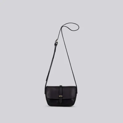 Bags and totes - Jay - Small Leather Crossbody Bag in Grainy Black - MIMI BERRY