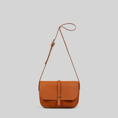 Bags and totes - Merlin - Large Crossbody Leather bag in Grainy Tan - MIMI BERRY