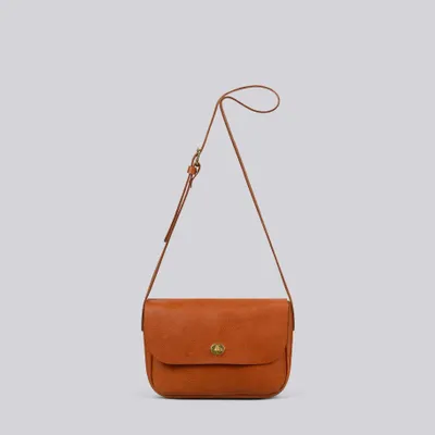 Sacs et cabas - Barney - Sac à bandoulière de taille moyenne en cuir brun grainé - MIMI BERRY