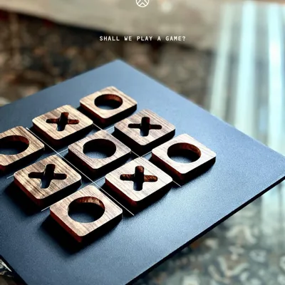 Gifts - Tic Tac Toe Game Board - Ovangkol solid wood game pieces set - SHALL WE PLAY A GAME?