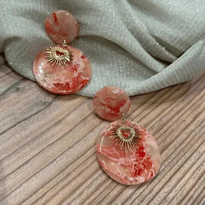Jewelry - Pink Solar Heart” earrings | SELENA Coral Marble - LES TRÉSORS DE CIA