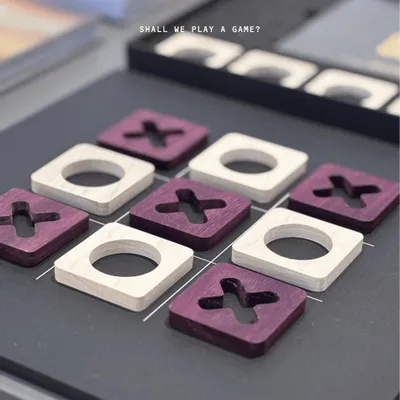 Gifts - Tic Tac Toe Game Board - Amaranth & Maple wood - SHALL WE PLAY A GAME?