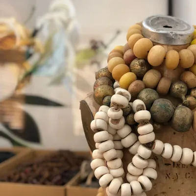 Unique pieces - Prayer bead sculpture with Iron bell - STUDIO JULIA ATLAS