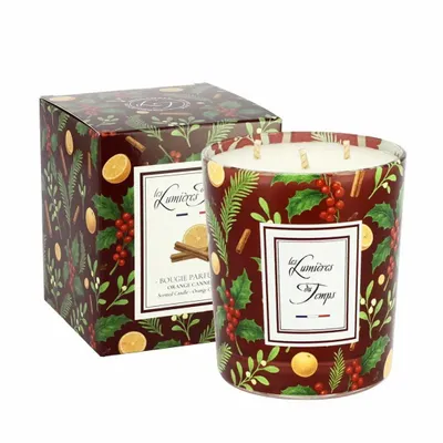 Bougies - Bougie Lumières d'Hiver 350 g Orange Cannelle - LES LUMIERES DU TEMPS